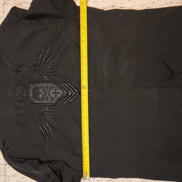 Affliction Button Down Embroidered Faux Leather Jacket With T Shirt - Picture 13 of 14